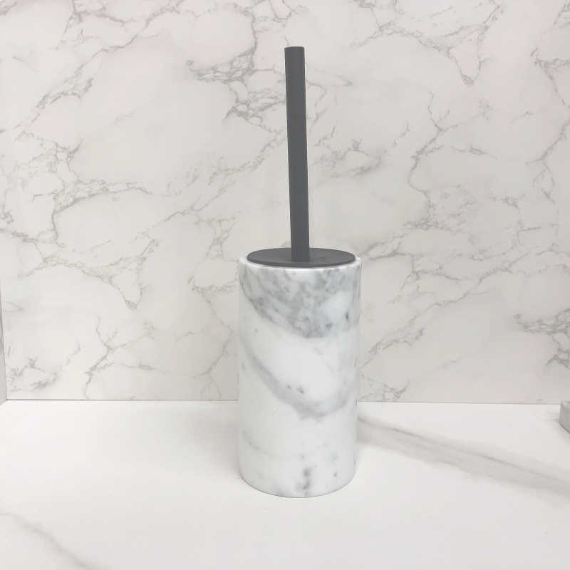 Engros ægte marmor badeværelse tilbehør toilet børsteholder sæt